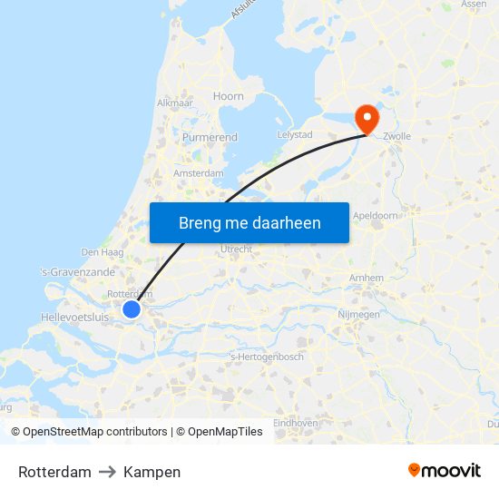 Rotterdam to Kampen map