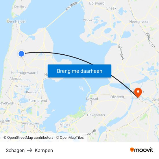 Schagen to Kampen map