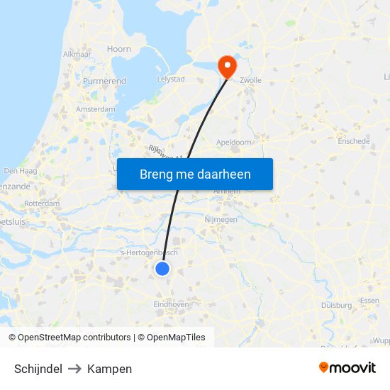 Schijndel to Kampen map