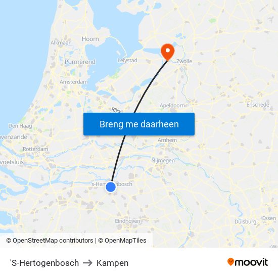 'S-Hertogenbosch to Kampen map