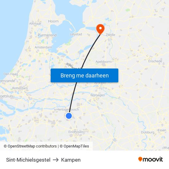 Sint-Michielsgestel to Kampen map