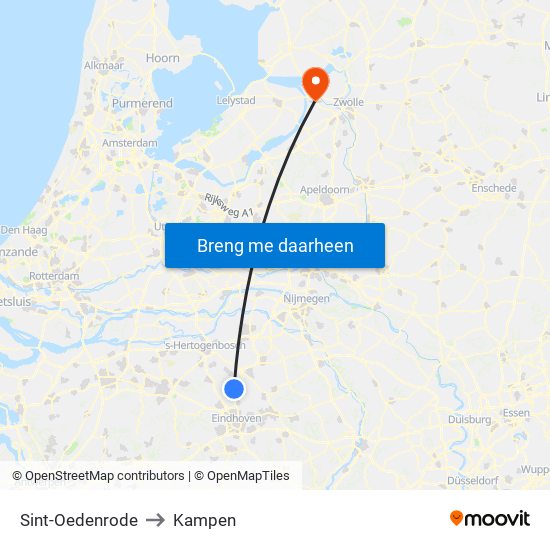 Sint-Oedenrode to Kampen map