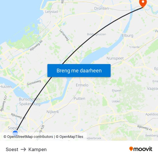 Soest to Kampen map
