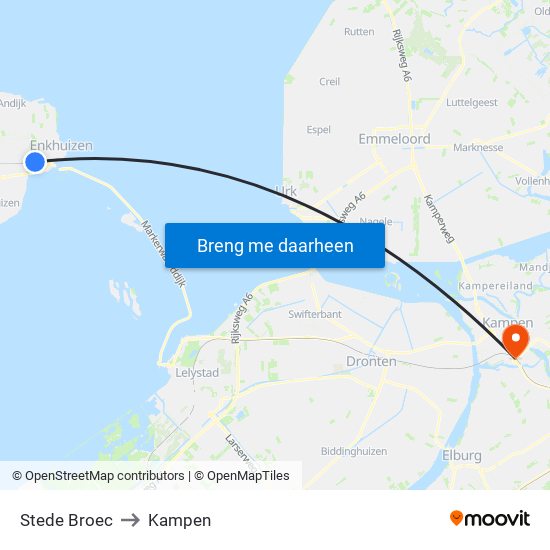 Stede Broec to Kampen map