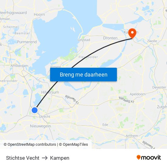 Stichtse Vecht to Kampen map