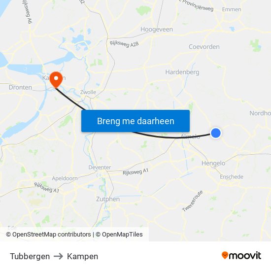 Tubbergen to Kampen map