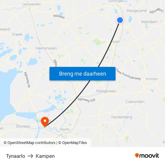 Tynaarlo to Kampen map