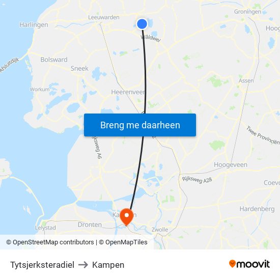 Tytsjerksteradiel to Kampen map