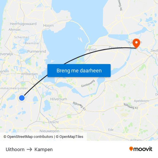 Uithoorn to Kampen map