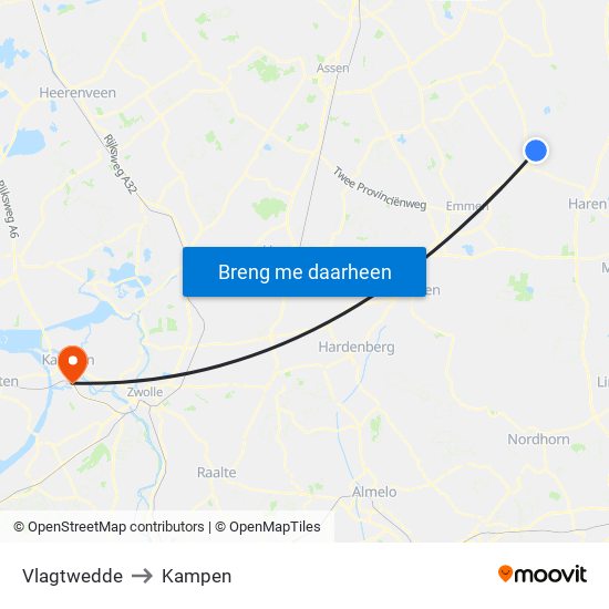 Vlagtwedde to Kampen map