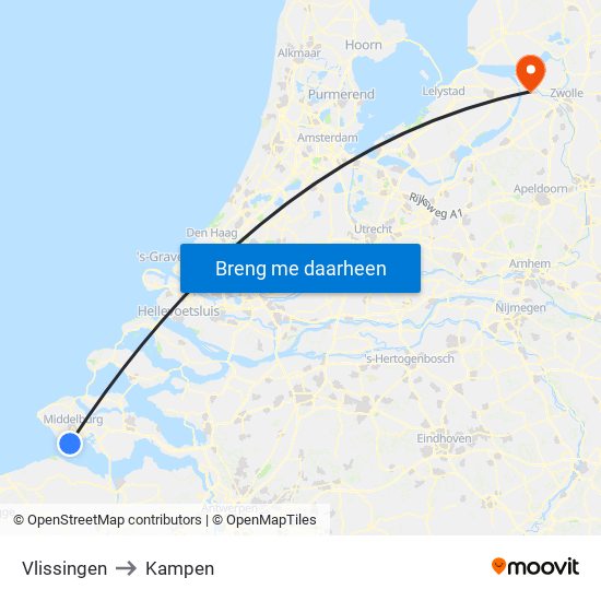 Vlissingen to Kampen map