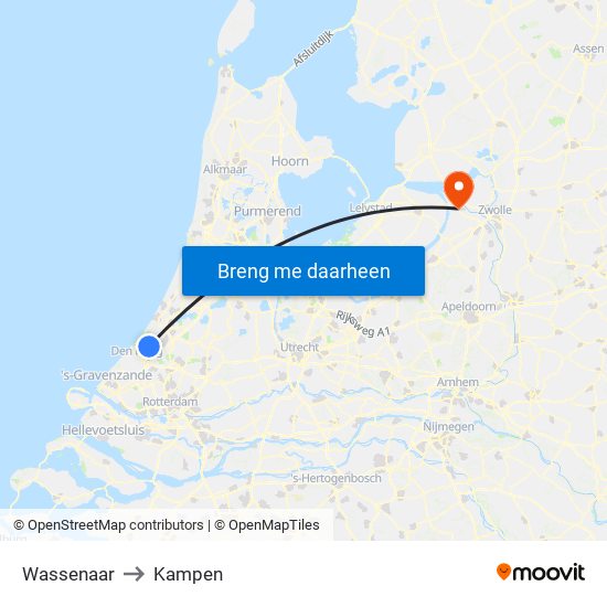 Wassenaar to Kampen map