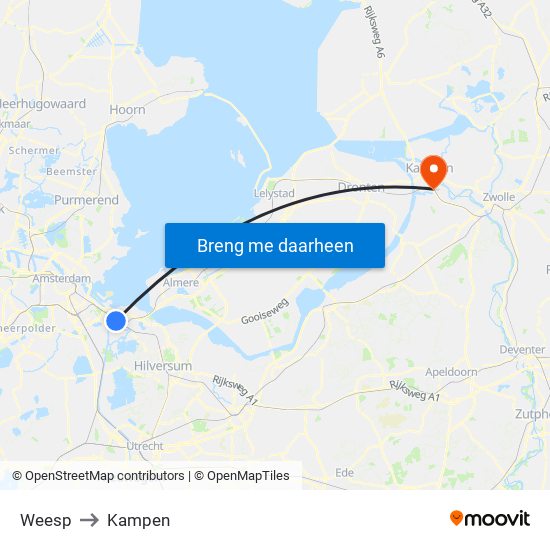 Weesp to Kampen map