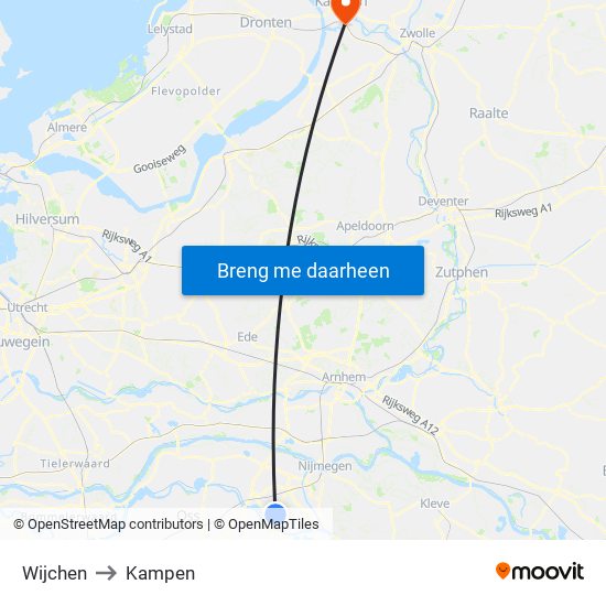 Wijchen to Kampen map