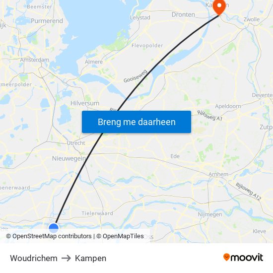 Woudrichem to Kampen map