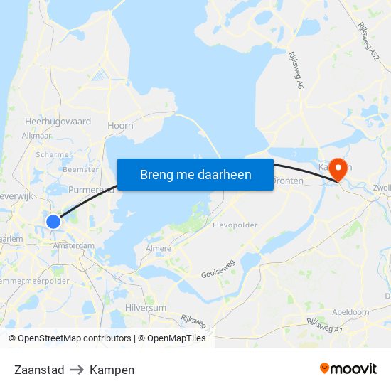 Zaanstad to Kampen map