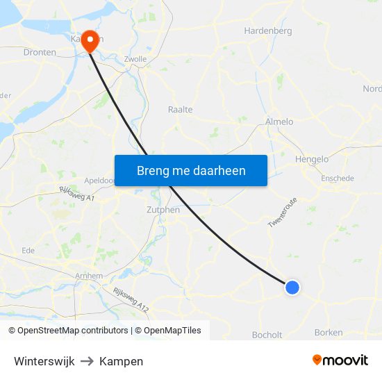 Winterswijk to Kampen map