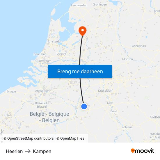 Heerlen to Kampen map