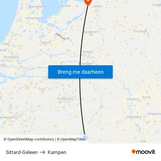 Sittard-Geleen to Kampen map