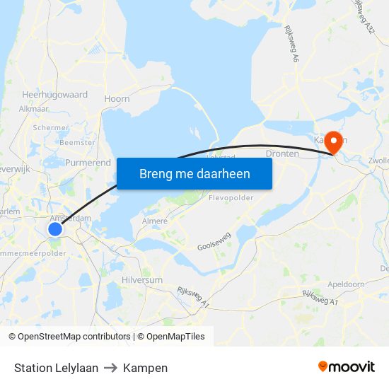 Station Lelylaan to Kampen map