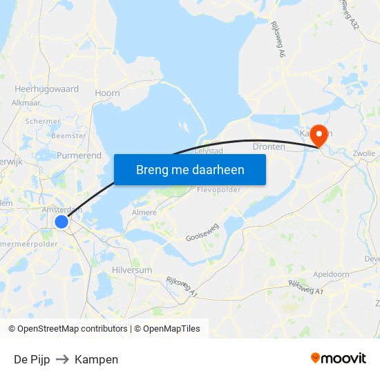 De Pijp to Kampen map