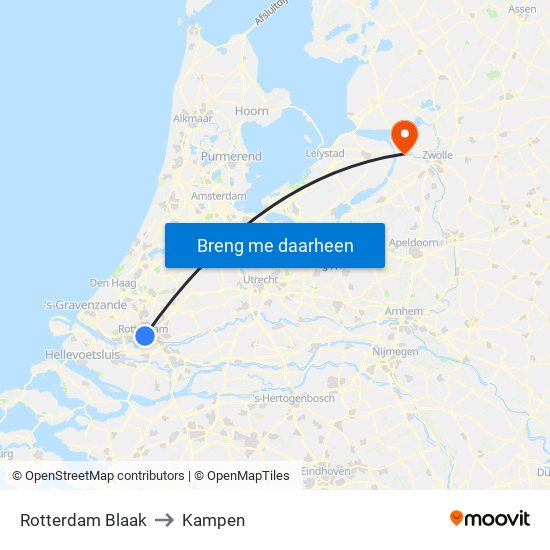 Rotterdam Blaak to Kampen map