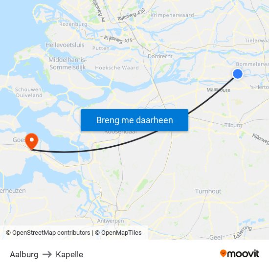 Aalburg to Kapelle map
