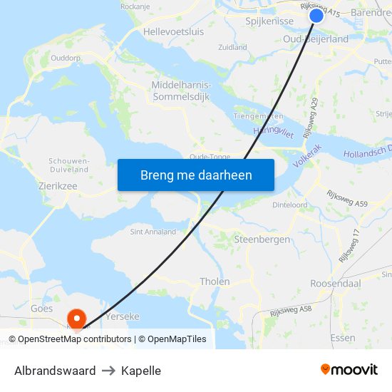 Albrandswaard to Kapelle map