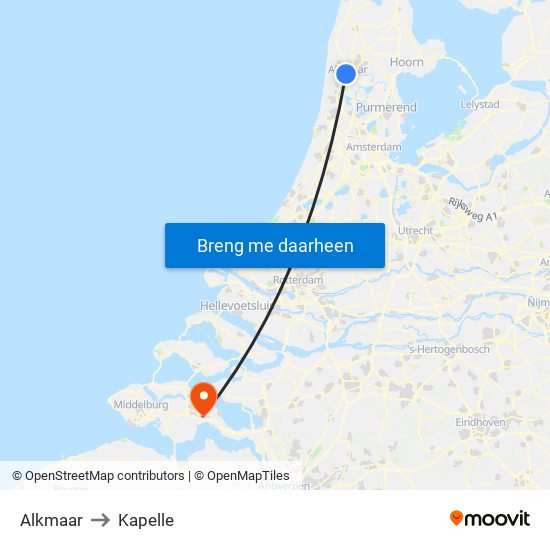 Alkmaar to Kapelle map