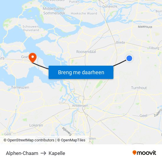 Alphen-Chaam to Kapelle map