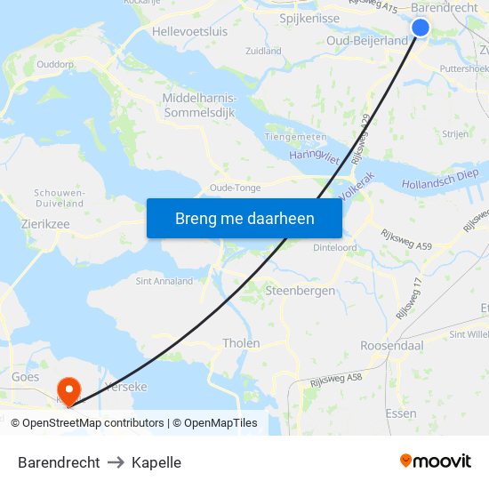 Barendrecht to Kapelle map