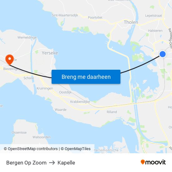 Bergen Op Zoom to Kapelle map