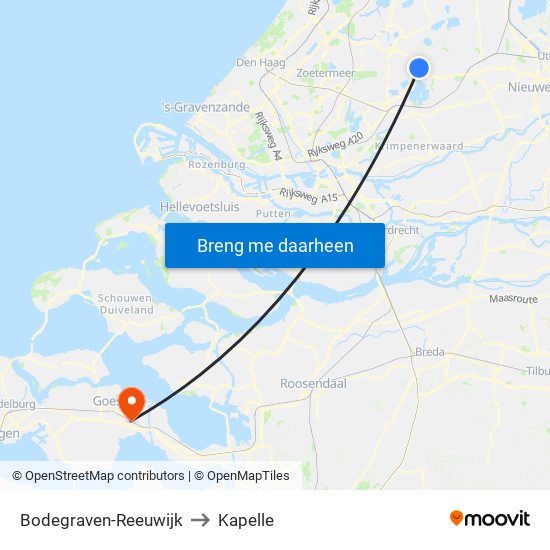 Bodegraven-Reeuwijk to Kapelle map