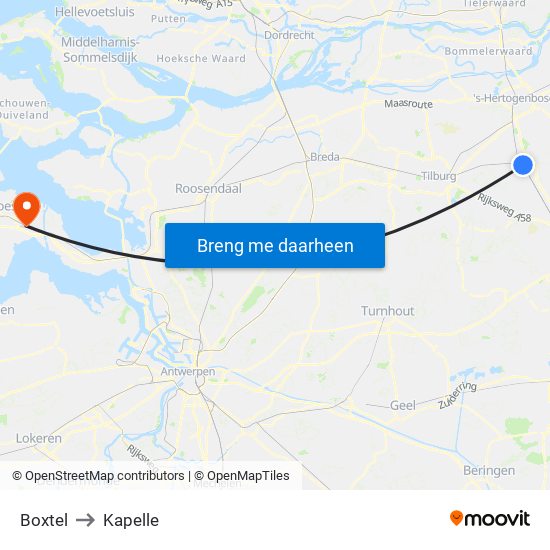 Boxtel to Kapelle map