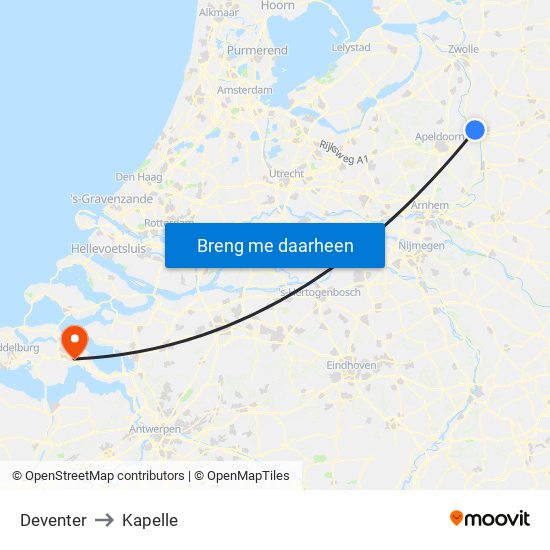 Deventer to Kapelle map