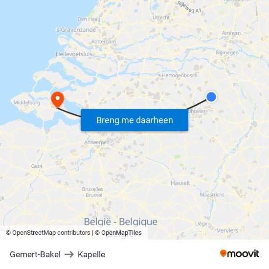 Gemert-Bakel to Kapelle map