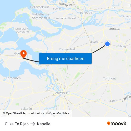 Gilze En Rijen to Kapelle map