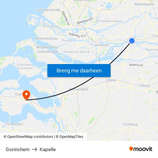Gorinchem to Kapelle map