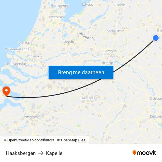 Haaksbergen to Kapelle map