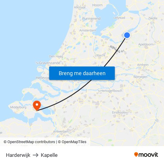 Harderwijk to Kapelle map