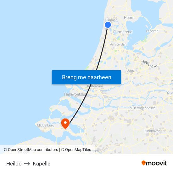 Heiloo to Kapelle map