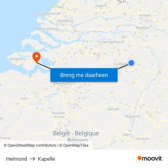 Helmond to Kapelle map