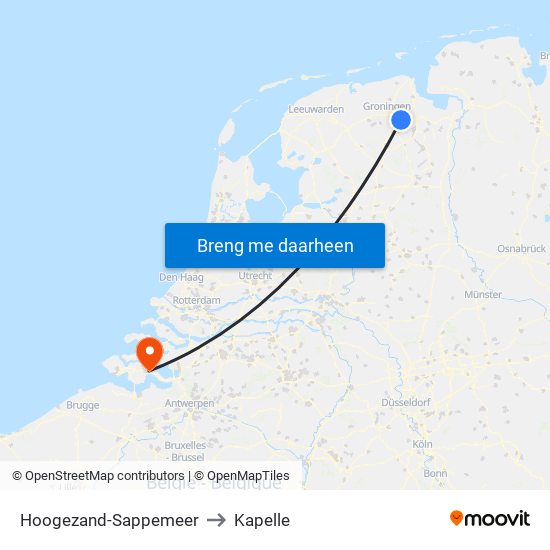 Hoogezand-Sappemeer to Kapelle map