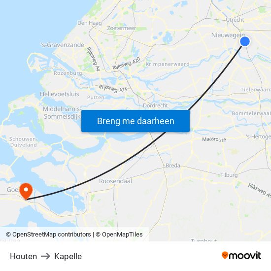 Houten to Kapelle map