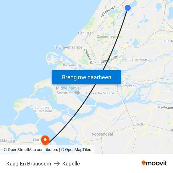 Kaag En Braassem to Kapelle map