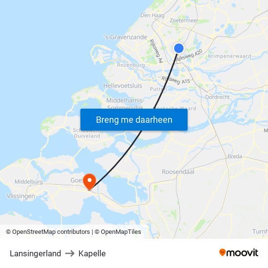 Lansingerland to Kapelle map