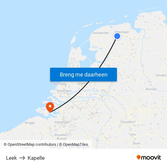 Leek to Kapelle map