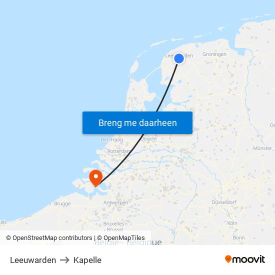 Leeuwarden to Kapelle map