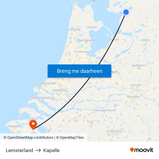 Lemsterland to Kapelle map