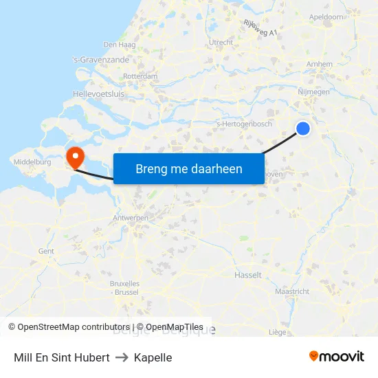 Mill En Sint Hubert to Kapelle map